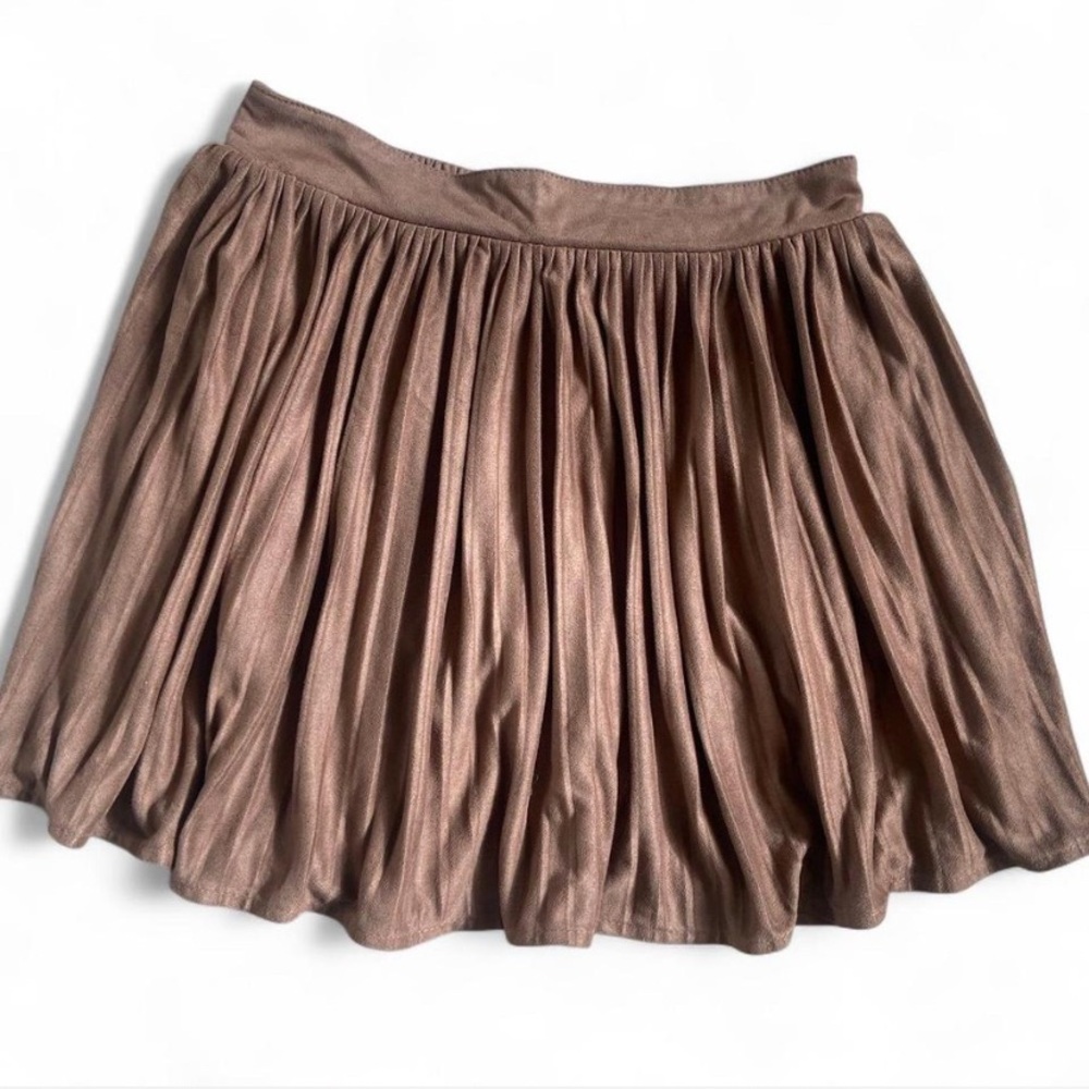 Beautees Brown Knife Pleated Skater Skirt (Girls L)
